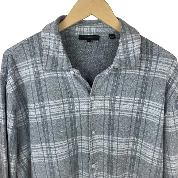 Vince Slub Plaid  Linen Blend Button Up - Picture 2 of 11